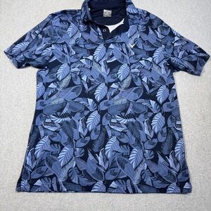 Callaway Men's Polo Blue Leaf Print Golf Shirt